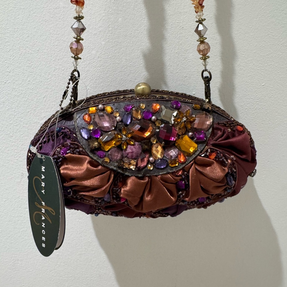 Mary Frances Embellished Purple and Brown Women's Bag NWT